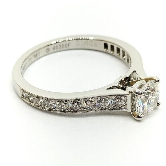 CARTIER RING SOLITAIRE Diamond 0.4ct Platinum Pt 950 Gold Ring W Box GIA CERT - Picture 8 of 16